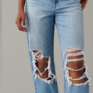 American Eagle Outfitters Ripped Light Blue Boyfriend Jeans